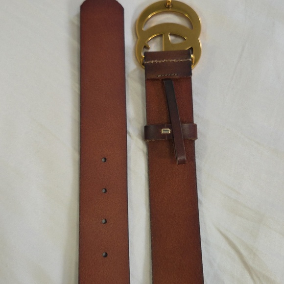 Gucci Brown Leather Belt with Gold Double G Buckle main image 8